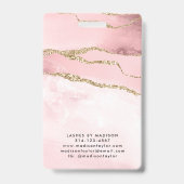 ピンク金ゴールドグリッター大理石Agateフォトビジネスロゴ バッジ (裏面)