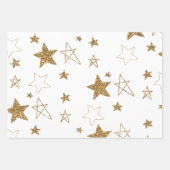 ピンク金ゴールドグリッター星 ラッピングペーパーシート (正面2)