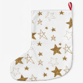 ピンク金ゴールドグリッター星 ラージクリスマスストッキング (裏面)