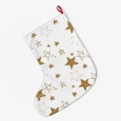 ピンク金ゴールドグリッター星 ラージクリスマスストッキング (裏面 (吊り時))