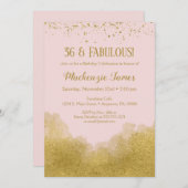 ピンク金ゴールドグリッター紙吹雪誕生日招待状 招待状 (正面/裏面)