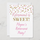 ピンク金ゴールドグリッター紙吹雪除·売却パーティー 招待状 (正面)