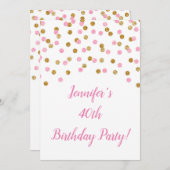 ピンク金ゴールドグリッター紙吹雪40と素晴らしい 招待状 (正面/裏面)