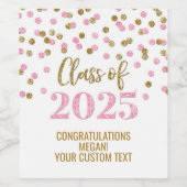 ピンク金ゴールドグリッター2025年卒業 ワインラベル (シングルラベル)