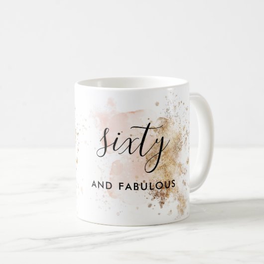 ピンク金ゴールドグリッター60と素晴らしい60番目の誕生日 コーヒーマグカップ (正面右)