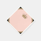 ピンク金ゴールドグリッター&ブラックスウィート16プリンセスクラウン スタンダードカクテルナプキン (角)