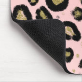 ピンク金ゴールドグリッター&ブラックレオパードチータプリント マウスパッド (コーナー)