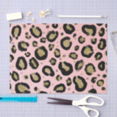 ピンク金ゴールドグリッター&ブラックレオパードチータプリント 薄葉紙 (クラフト)