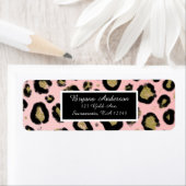 ピンク金ゴールドグリッター&ブラックレオパード甘い16パーティー ラベル (インサイチュ)