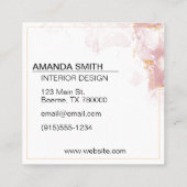 ピンク金ゴールドグリッター モダン スクエア名刺 (裏面)