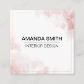 ピンク金ゴールドグリッター モダン スクエア名刺 (正面)