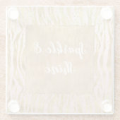 ピンク金ゴールドグリッツスパークルゼブラプリント ガラスコースター (裏面)