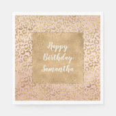 ピンク金ゴールドグリッツスパークルヒョウ印刷 スタンダードランチョンナプキン (正面)