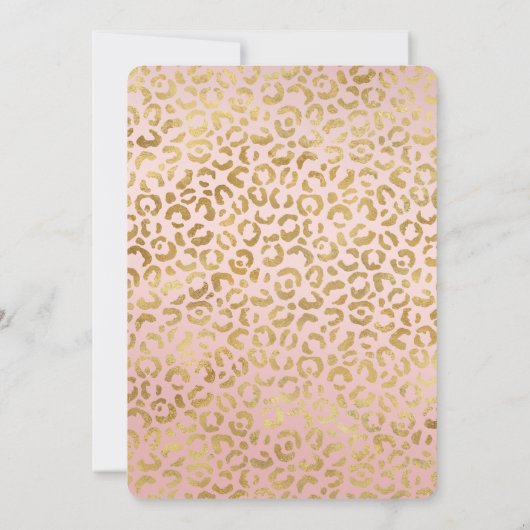 ピンク金ゴールドグリッツスパークルヒョウ印刷 招待状 (裏面)