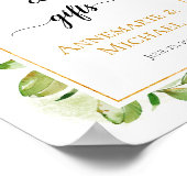 ピンク金ゴールドグリーンボタニカル「カード&ギフト」サイン ポスター (角)