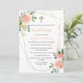 ピンク金ゴールドグリーンユーカリプトゥスガールバプテスインビタット 招待状 (スタンド正面)