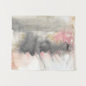 ピンク金ゴールドグレーモダン抽象芸術アート タペストリー (正面(横))