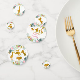 ピンク金ゴールドサファリアニマルグリーン誕生日 コンフェッティ