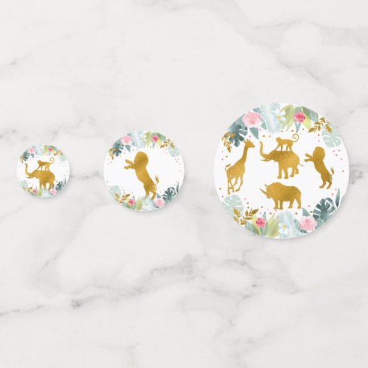 ピンク金ゴールドサファリアニマルグリーン誕生日 コンフェッティ (裏面)