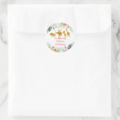 ピンク金ゴールドサファリグリーン誕生日 ラウンドシール (バッグ)