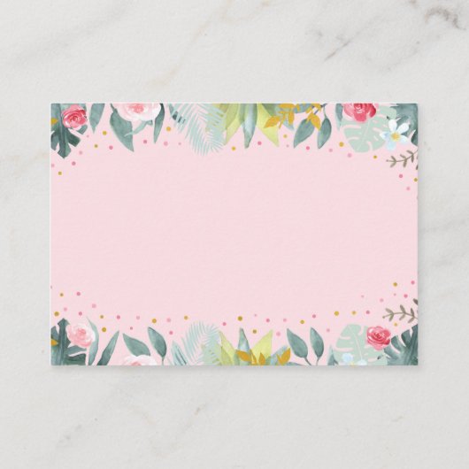 ピンク金ゴールドサファリワイルドワンベビーおむつラッフル エンクロージャーカード (裏面)