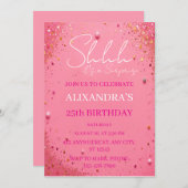 ピンク金ゴールドサプライズ誕生日招待状、編集可能T 招待状 (正面/裏面)