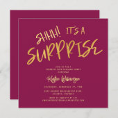 ピンク金ゴールドサプライズ50誕生日 招待状 (正面/裏面)