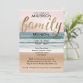 ピンク金ゴールドサンセットビーチファミリー懇親会 招待状 (スタンド正面)