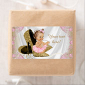 ピンク金ゴールドシューベビーシャワー水筒ラベル ラベル (インサイチュ)