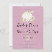 ピンク金ゴールドシンデレラキャリッジブライダルシャワー 招待状 (正面)