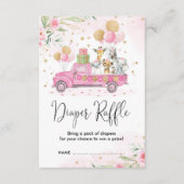 ピンク金ゴールドジャングルサファリアニマルズおむつラッフル エンクロージャーカード (正面)