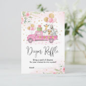 ピンク金ゴールドジャングルサファリアニマルズおむつラッフル エンクロージャーカード (スタンド正面)