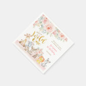 ピンク金ゴールドジャングルサファリアニマルワイルドワン誕生日 スタンダードカクテルナプキン (角)