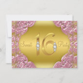 ピンク金ゴールドスイーツ16パーティー 招待状 (正面)
