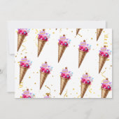 ピンク金ゴールドスイートアイスクリーム誕生日写真 サンキューカード (裏面)