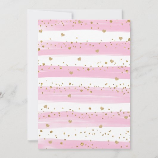 ピンク金ゴールドスイートアートウッドランドアニマルズ誕生日 招待状 (裏面)