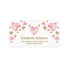 ピンク金ゴールドスウィートデータハート紙吹雪差出人住所 ラベル