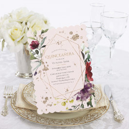 ピンク金ゴールドスカロップキンセニェラ招待状 招待状