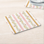 ピンク金ゴールドスクエアコースター スクエアペーパーコースター (アングル)