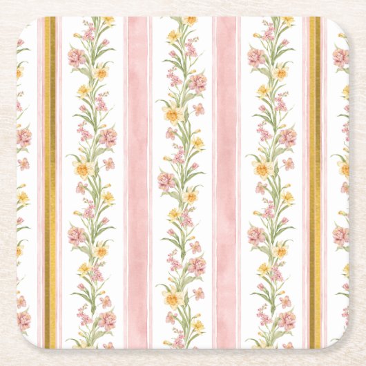 ピンク金ゴールドスクエアコースター スクエアペーパーコースター (正面)