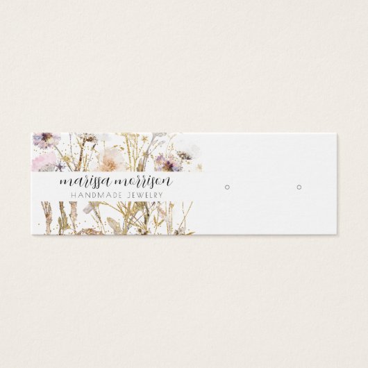 ピンク金ゴールドスタッドイヤリングワイルドフラワーボタニカル (正面)