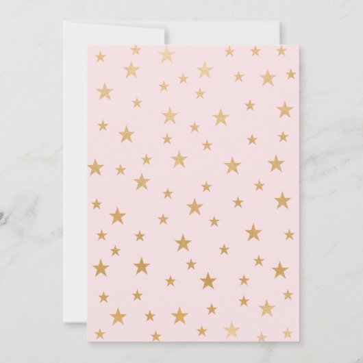 ピンク金ゴールドスターズトゥインクルベビーふりかけ3745 招待状 (裏面)