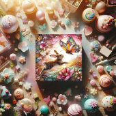 ピンク金ゴールドステンドグラスバニーバタフライイースター シーズンカード