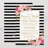 ピンク金ゴールドストライプのブライダルシャワーブランチ招待状 招待状 (正面/裏面)
