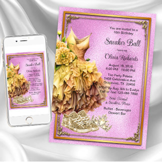 ピンク金ゴールドスニーカー 招待状