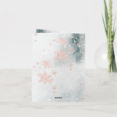 ピンク金ゴールドスノーフレークススノーウィーウィンアイスホリデーカード シーズンカード (裏面)