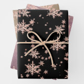 ピンク金ゴールドスノーフレークスブラッククラフトパープルダスク ラッピングペーパーシート (インサイチュ)