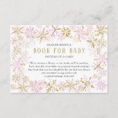 ピンク金ゴールドスノーフレーク赤ちゃんシャワーベビーカード用ブック エンクロージャーカード (正面)