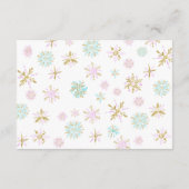 ピンク金ゴールドスノーフレーク赤ちゃんシャワーベビーカード用ブック エンクロージャーカード (裏面)