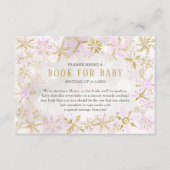 ピンク金ゴールドスノーフレーク赤ちゃんシャワーベビーカード用ブック エンクロージャーカード (正面)